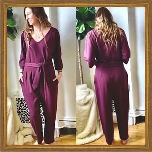 Anthropologie Sutton‎ Ponte Deep Purple Jumpsuit size large